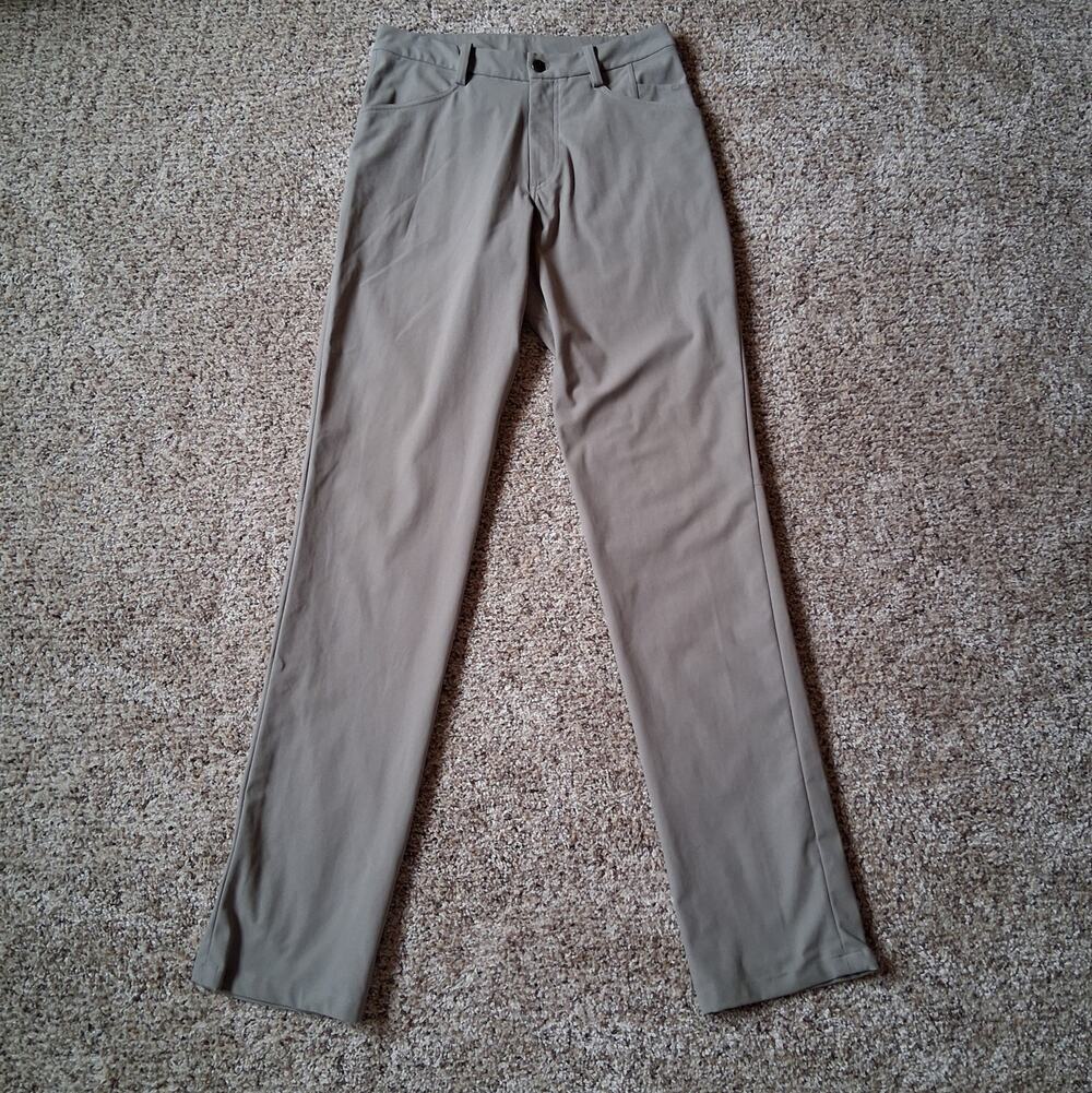 Lululemon ABC Pant Classic Men's 34x36 Khaki Warpstreme 5 Pocket Reflective Tall